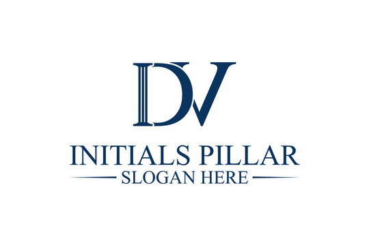 legal pillar logo, initial letter d/v. premium vector