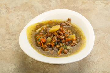 Lentil soup with chicken and vegetables