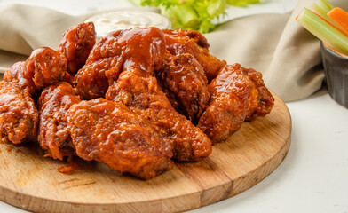 Traditional buffalo wings. American cuisine.