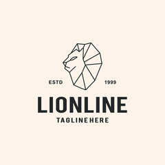 Fototapeta premium Logo vector illustration of a lion's head line art. Logo illustration