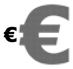 Euro symbol halftone dotted icon. Euro symbol vector icon mosaic is done from halftone pattern which contains round points.