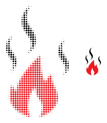 Fire smoke halftone dotted icon. Fire smoke vector icon mosaic is done from halftone array which contains circle dots.