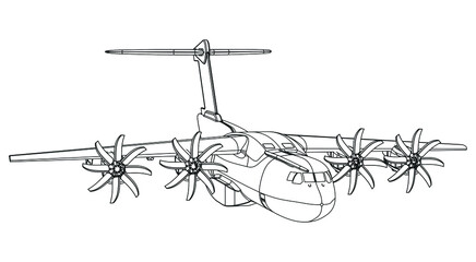 Airplane outline vector illustration. Isolated on white background.