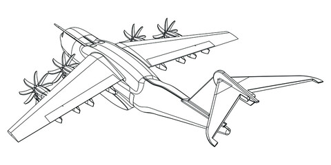 Airplane outline vector illustration. Isolated on white background.