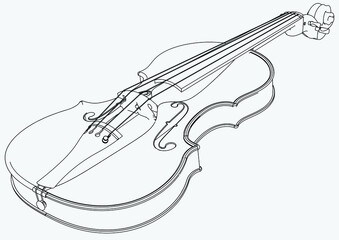 Violin outline vector illustration. Music instrument vector isolated sign on white background - obrazy, fototapety, plakaty