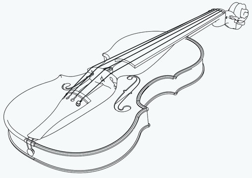 Violin outline vector illustration. Music instrument vector isolated sign on white background