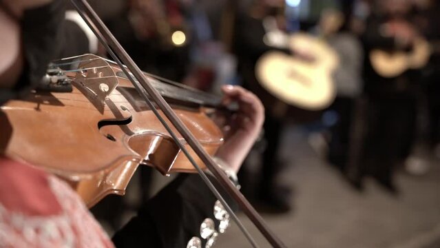 Musicians playing the violin and guitar 