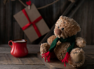A cute Valentine's Day greeting with a toy bear.