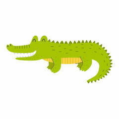 Cute alligator on a white background. Vector childish illustration