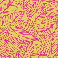 Elegant seamless pattern with delicate leaves. Vector Hand drawn floral background.