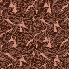 Elegant seamless pattern with delicate leaves. Vector Hand drawn floral background.