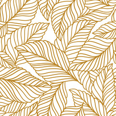 Fototapeta premium Elegant seamless pattern with delicate leaves. Vector Hand drawn floral background.