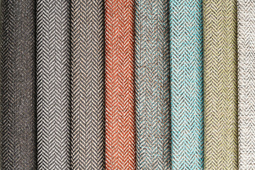 Colorful fabric samples. Fabric texture background