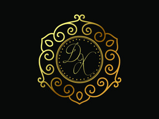 DX initial letter luxury monogram logo,elegant ornamen jewelry, emblem of love shape heart