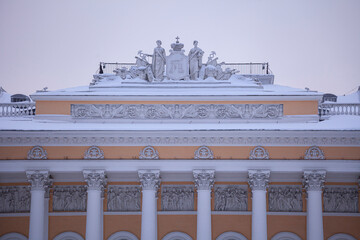 Russian museum in winter in St. Petersburg, rear view from the courtyard