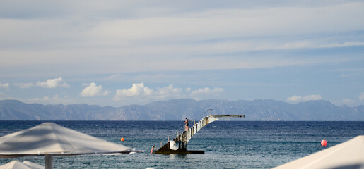 Jump tower in the middle of the sea