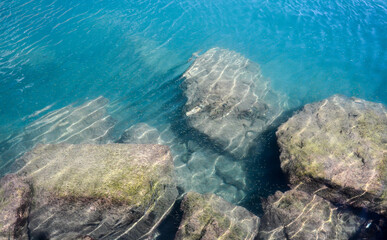big stones under the amazing sea water