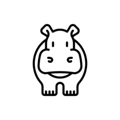 Cartoon hippo thin line icon. Modern vector illustration.