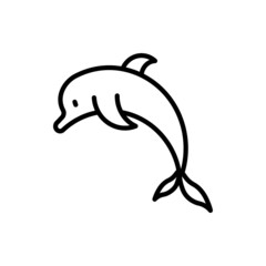 Cartoon jumping  dolphin thin line icon. Modern vector illustration.