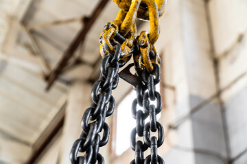 Crane chains in a factory