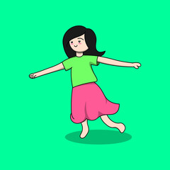 Cute girls dance practicing vector illustration