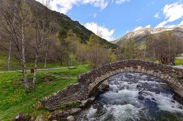 Fototapeta na wymiar Andorra - Ordino - Romanische Brücke