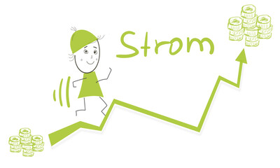 Strom Preis Anstieg Steigerung Grün Pfeil Hintergrund Grafik Entwicklung 