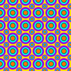 Large and small circles Bright colors Seamless geometrical pattern Retro Vintage design