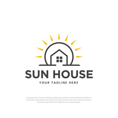 Fototapeta premium Sun shining logo design creative home design template,symbol