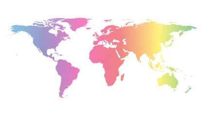 Stylized World map, rainbow colors, background illustration. Vector EPS10.