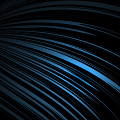 Abstraction of blue lines, flares on a black background