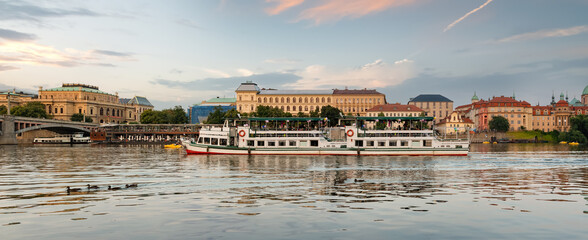 Fototapeta na wymiar Buildings near the Vltava river