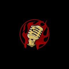 podcast broadcast logo mic and fire. vector illustration for logo or icon