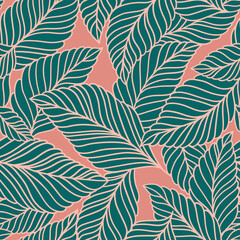 Elegant seamless pattern with delicate leaves. Vector Hand drawn floral background.