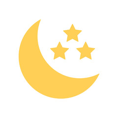 Crescent moon and star icon set. Vector.