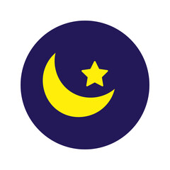 Icons of the moon and stars in the night sky. Crescent moon icon. Vector.