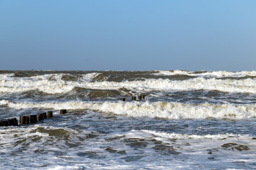 High waves at the Baltic Sea in Germany