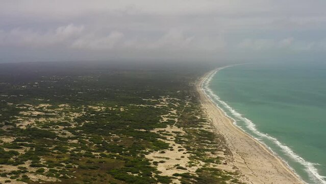 Tropical landscape with a beautiful beach top view. Mannar - Sri Lanka.