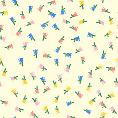 Fototapeta na wymiar Blooming midsummer meadow seamless pattern. Plant background for fashion, wallpapers, print. A lot of different flowers on the field. Liberty style millefleurs. Trendy floral design