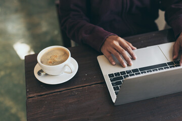work using computer hand typing laptop keyboard contact us.student study learning education online.adult professional people chatting search at office.concept for technology device business