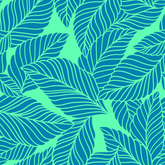 Elegant seamless pattern with delicate leaves. Vector Hand drawn floral background.