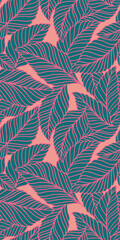 Elegant seamless pattern with delicate leaves. Vector Hand drawn floral background.