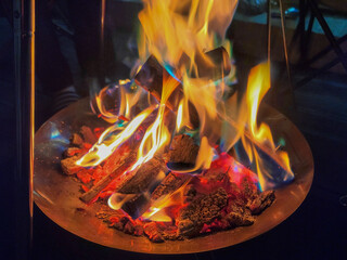 fire in the fireplace