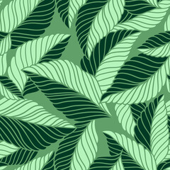 Elegant seamless pattern with delicate leaves. Vector Hand drawn floral background.