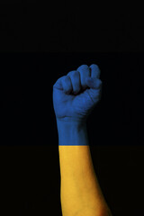 Flag of Ukraine Digital art raised fist fight
