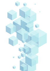 Sky Blue Box Background White Vector. Block Wallpaper Template. Blue Geometric Modern Texture. Random Card. Gray Empty Square.