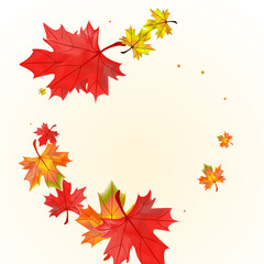 Obraz premium Ocher Leaves Background Beige Vector. Plant Design Texture. Colorful Season Foliage. Seasonal Floral Frame.