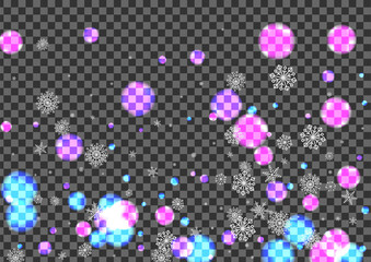 Purple Flake Background Transparent Vector. Circle Blurred Design. Blue Wonderland. Gray Snow Cool. Sparkle Texture.