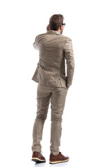 Fototapeta premium businessman scratching his head, thinking of the best strategy