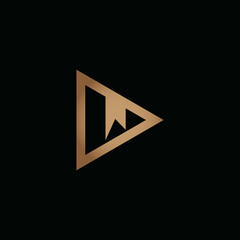 Logo for video. Gold Play Button with W letter logo. Negative space logotype initial designs for personal and company branding. EPS10